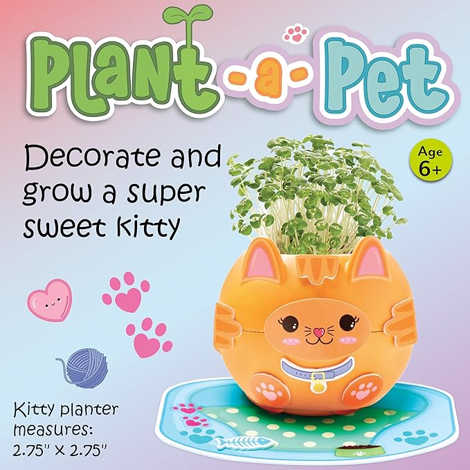 Creativity for Kids Plant-A-Pet: Kitty - Arts and Crafts for Kids, Mini Gifts for Girls and Spring Crafts for Kids, Chia Seed Plant Pet (Ages 6+)