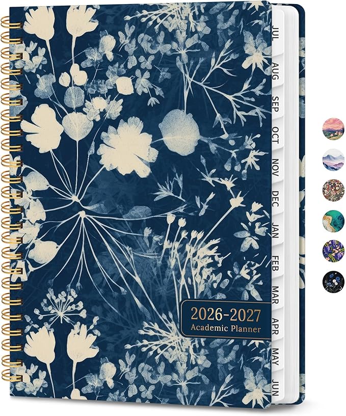Planner 2026-2027, Monthly and Weekly Academic Planner July 2026 - June 2027, Hardcover Student Teacher Planning Agenda Calendar Book with Tabs, Perfect for Office School Supplies, A5 (6.3" x 8.5") - Rustic Bloom