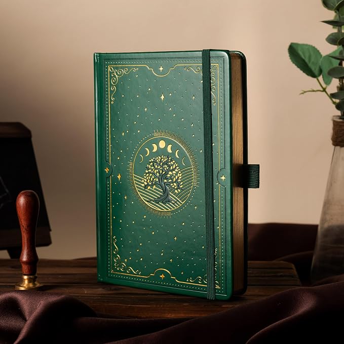 TIEFOSSI Tree of Life Journal, A5 Lined Journal for Women Men, Aesthetic Notebook with 316 Numbered Pages, Hardcover Vegan Leather Journals with Bookmark, 100 GSM Thick Paper