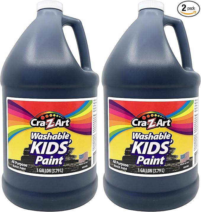 Cra-Z-Art Kids Washable Tempera Poster Paint Non-Toxic Art Supplies - Black - 1 Gallon (Pack of 2)