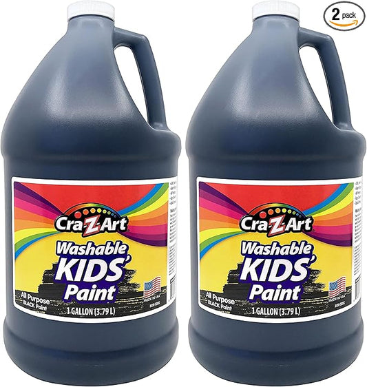 Cra-Z-Art Kids Washable Tempera Poster Paint Non-Toxic Art Supplies - Black - 1 Gallon (Pack of 2)