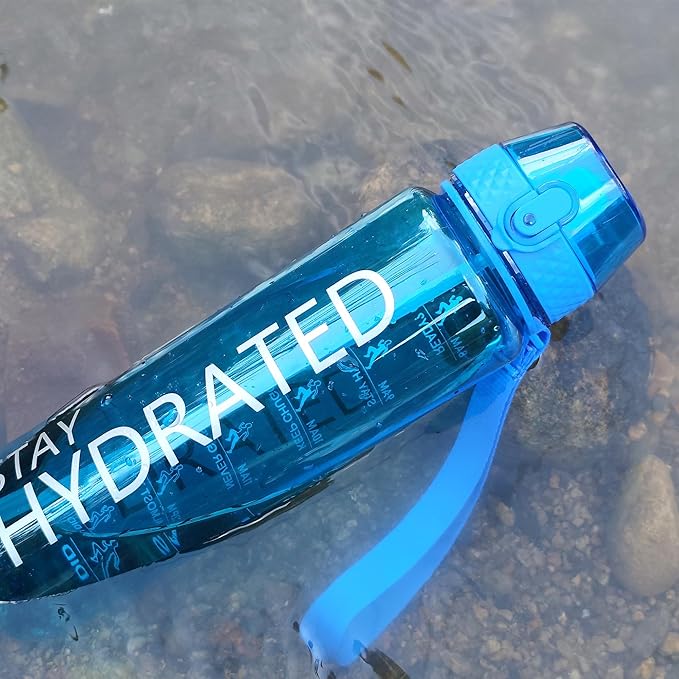 GOPPUS Water Bottle Clear Water Bottles 32oz Motivational with Time Marker Tritan BPA Free Sports Water Bottles Wide Mouth for Gym Travel Home School Office