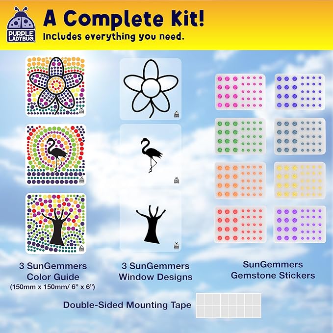 SUNGEMMERS Window Art Kids Crafts - Fun Arts and Crafts for Kids Ages 8-12 & Birthday Gifts for Girls 6 7 8 9 10 Year Old - Summer Craft for Girls 8-12, Summer Toys for Ages 5-7, Diamond Art Kit