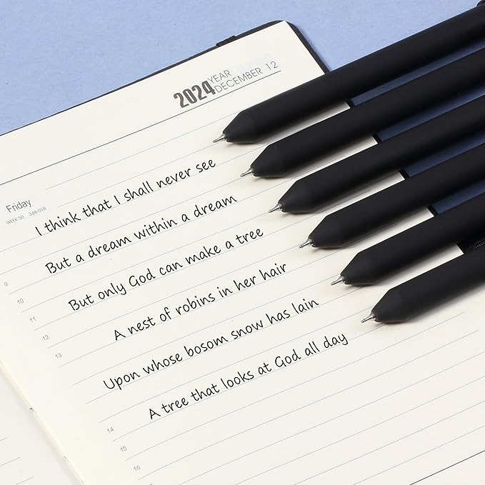 Mr. Pen- Retractable Gel Pens, 6 Pack, Black Ink, Black Barrels, Fine Point 0.5 mm, Fast Dry, Smooth Writing, Cute Pens for Drawing, Writing Planner and School Supplies