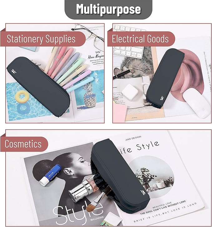 Mr. Pen- Silicone Pencil Case, Aesthetic Pencil Bag for Women, Makeup Pouch, Multifunctional Pouch for Stationery, Cosmetics and Electrical Goods Storage