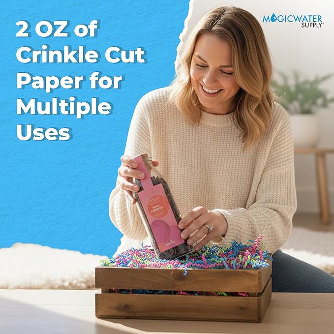 MagicWater Scented Crinkle Cut Paper - 2 oz - Jelly Bean - Perfect for Shredded Paper Filler, Basket Filler, Gift Boxes, Bridesmaid Gifts, Christmas Stuffers & More – For All Occasions