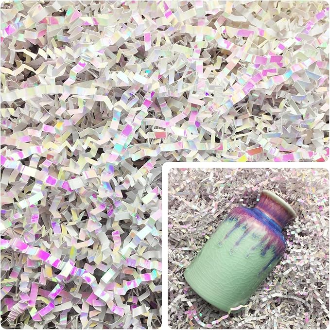 TANMWZK Crinkle Cut Paper Shred Filler 8 oz (1/2 lb) Gift Wrapping & Gift Basket Filler for Christmas,Halloween & Wedding Decorations,Easter Basket Grass Filler,Crafting Activities (Gold)