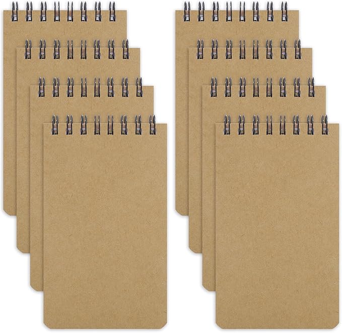 Thboxes 8 Pack Pocket Notebook, 3x5 Small Spiral Notebooks with 60 Sheets/120 Lined Pages Small Notebook Spiral Notepads Mini Note Pads Notebooks for Nurse Gifts School Office (Brown)