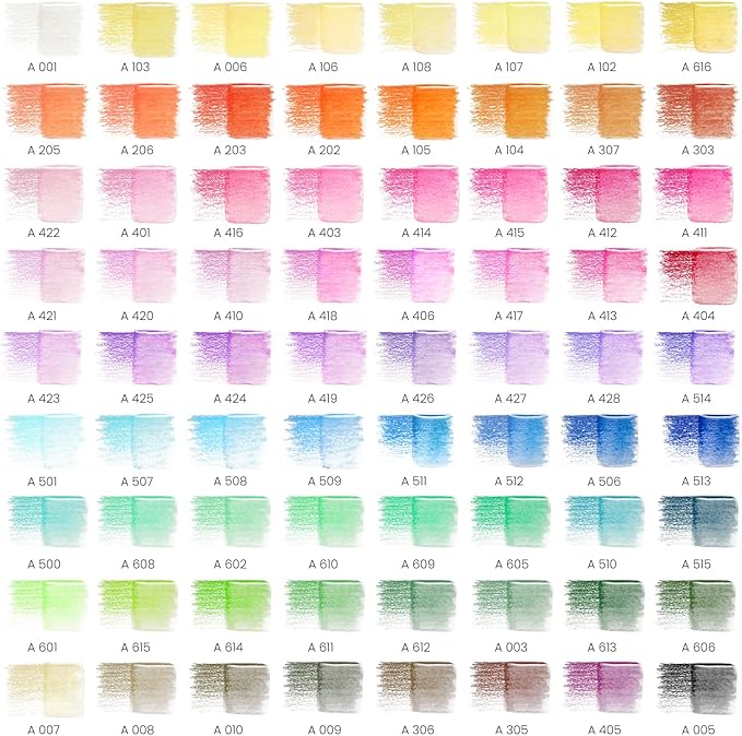 Arteza Watercolor Colored Pencils For Adult Coloring, 72 Colored Pencils in Assorted Shades, Triangular Shape, Drawing Pencils for Coloring Books and Canvas, Watercolor Brush Included, Art Supplies