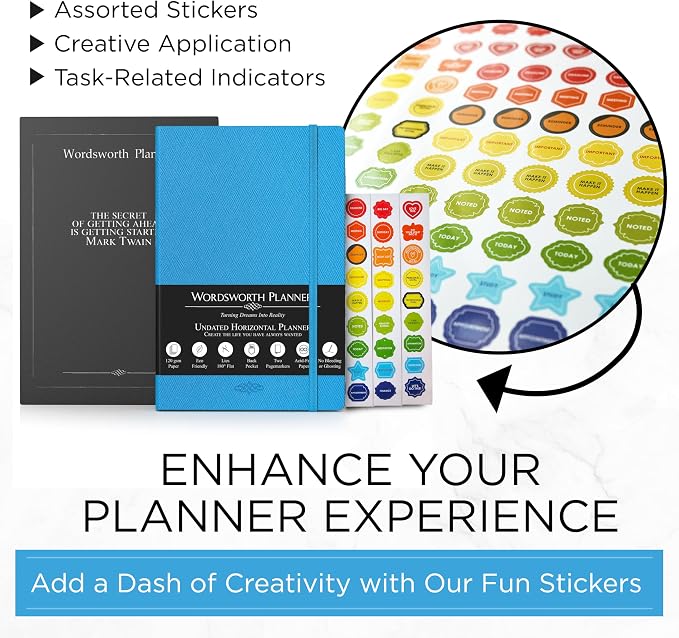 Wordsworth & Black A5 Undated Weekly, Monthly Planner, A5 Paper, Blue