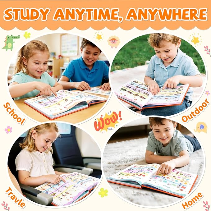 My First English Words Sound Book Toy, English Learning Talking Book, 470+ Words, 21 Themes, Press to Learn Phonics, Interactive Educational Books for 2-5 Year Olds