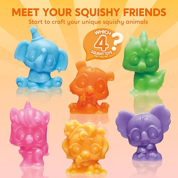 JOVA Klever Kits Squishy Toys, DIY Squishy Animal Making Kit, Mystery Box with 4 Surprise Characters Inside, Arts and Crafts, Kids Craft for Kids Ages 6+