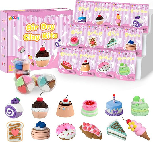 Nicella Air Dry Clay Kit, 12 Cakes Modeling Clay for Kids, Model Magic with Sculpting Tools and Tutorials, Safe & Non-Toxic, DIY Arts & Crafts School Projects, Home Party Favors for Boys & Girls