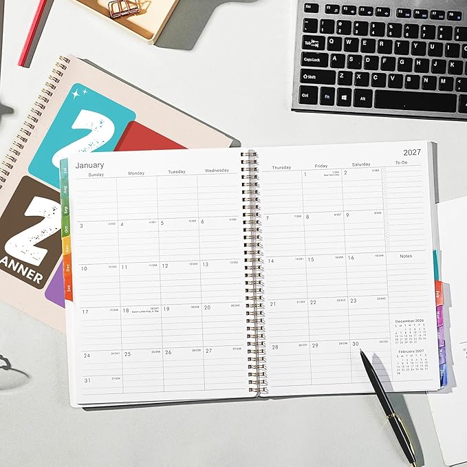 Planner 2026-2027 - Academic Planner, Jul. 2026 - Jun. 2027, 9" X 11", 2026-2027 Planners Weekly and Monthly, Calendar Planners with Colorful Monthly Tabs, Twin-Wire Binding, Holidays, Back Pocket
