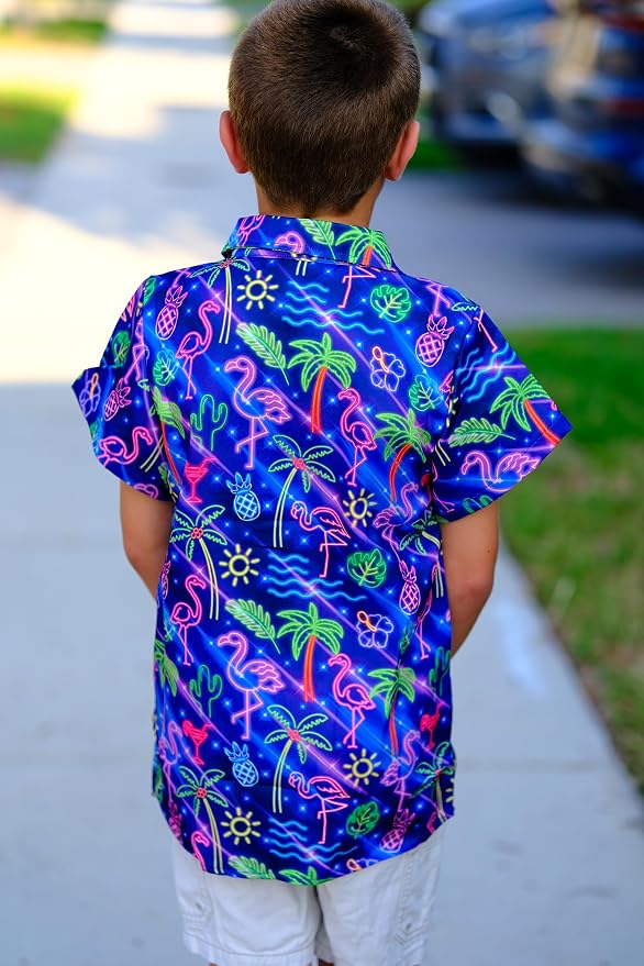 Enlifety 2-10T Kids Hawaiian Shirt Boys Short Sleeve Button Down Shirts Hawaii Summer Casual Blouse