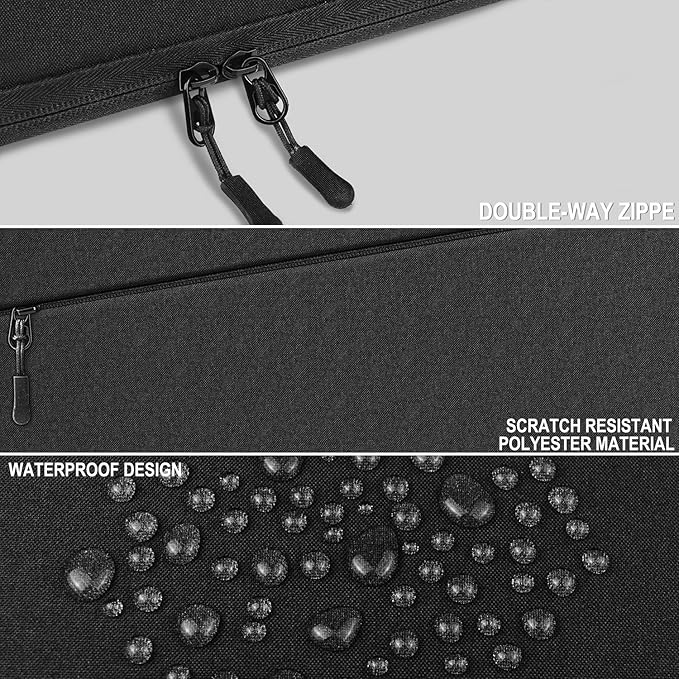 Laptop Sleeve, Traveling Water Resistant Carrying Computer Bag with Pocket, Shockproof Protective Laptop Case Cover Compatible for 15.6 Inch HP, Lenovo, Dell, ASUS, Acer, Notebook, Black