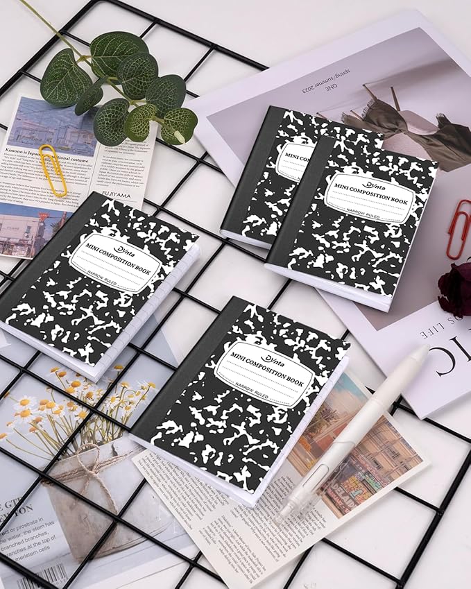 Dynta Mini Composition Notebooks Bulk, 40 Packs 3.25 x 4.5 inch Composition Books Narrow Ruled, Black Pocket Notebooks for Kids Students Men Women Teachers (60 Sheets/120 Pages)