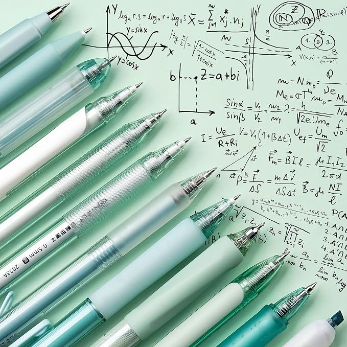 Four Candies Gel Pens, Cute Green Pens Black Ink, 0.5mm Fine Point, 12-Pack | Teal School Supplies, Office Essentials, Pen and Highlighter Stationery Set, Aesthetic Desk Decor & Accessories - Forest