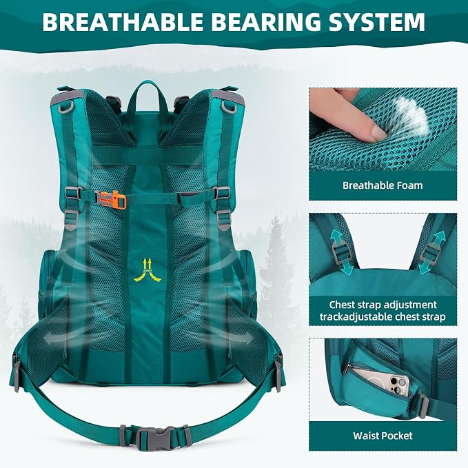 Maelstrom 40L Waterproof Hiking Backpack, Lightweight Travel Daypack | Rain Cover,Hydration-Ready, Tripod Straps, Load Compression, Survival Whistle, Perfect For Men, Women,Camping,Travel