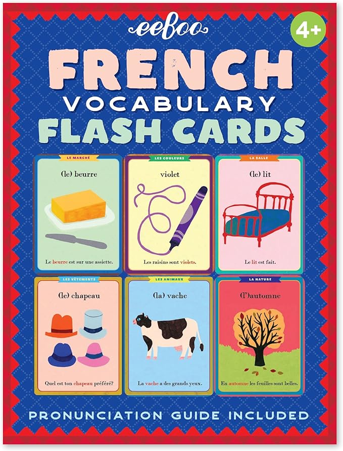 eeBoo: French Vocabulary Flash Cards, Learn French, Imaginative Problem Solving, Educational Games that Cultivates Conversation, Socialization, and Skill-Building, Perfect for Ages 4 and up