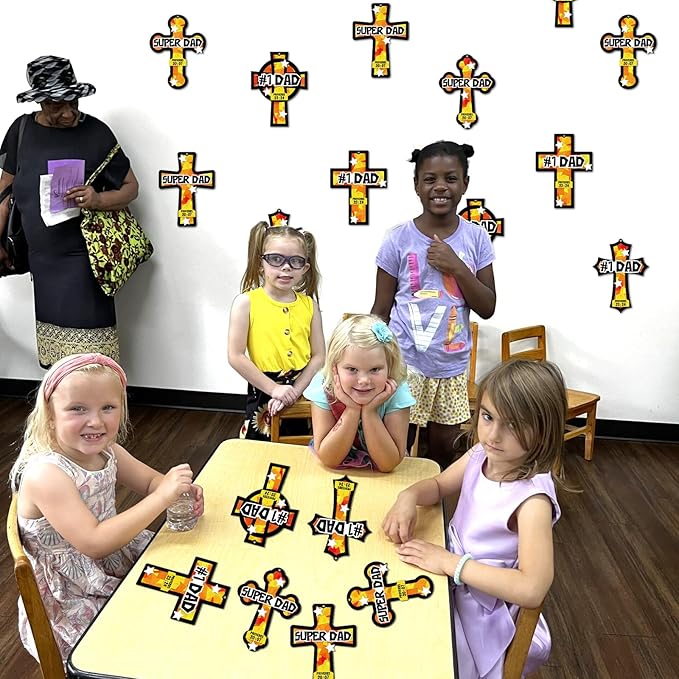 Renbuzhu 36PCS Fathers Day Crafts Bulk: Father's Religious Paper Suncatchers, Christian Sunday School Classroom Activity DIY Kits Gifts Decorations, Window Stained Glass Effect Art Supplies