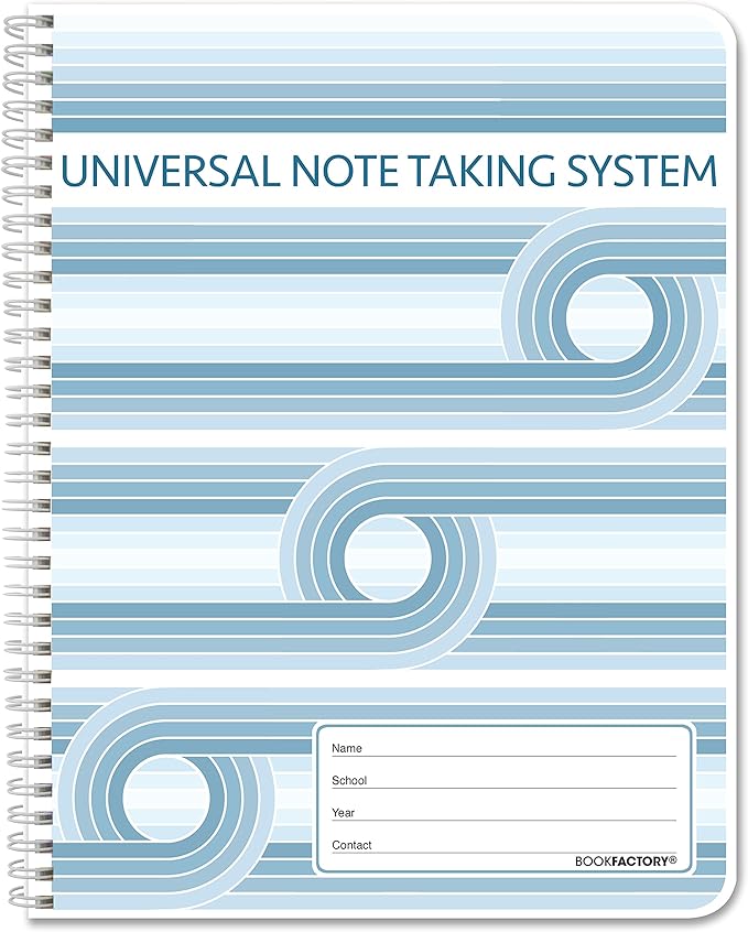 BookFactory Universal Note Taking System, Cornell Notes, Notetaking Notebook, 120 Pages, 8.5" x 11" (Made in USA)