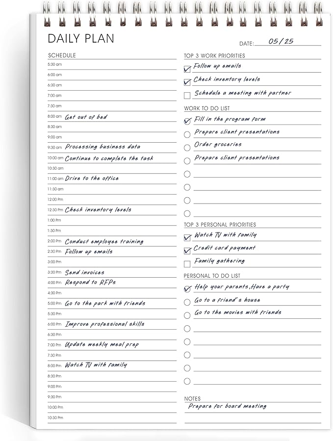 meDolove Hourly Schedule Planner To Do List Notepad Daily Planner 52 Double-Sided Sheets Notebook, 6.5" x 9.8",17 Hours for Organizing Work & Personal Life