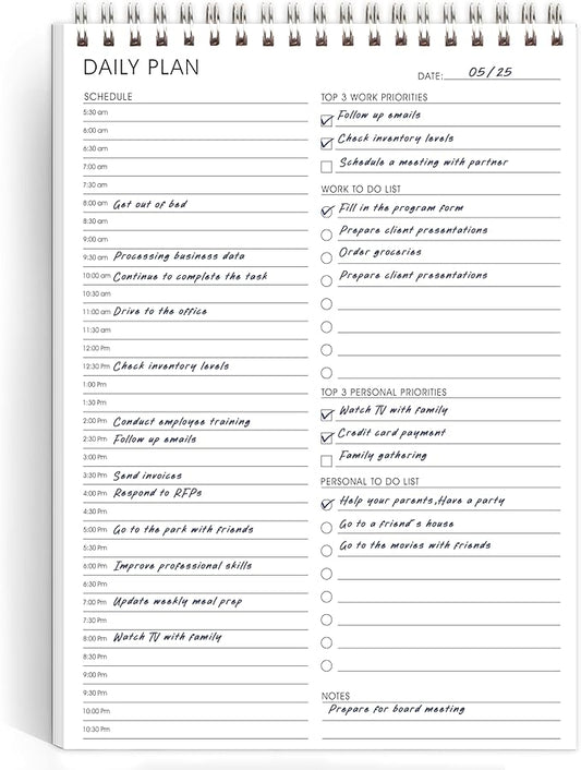 meDolove Hourly Schedule Planner To Do List Notepad Daily Planner 52 Double-Sided Sheets Notebook, 6.5" x 9.8",17 Hours for Organizing Work & Personal Life