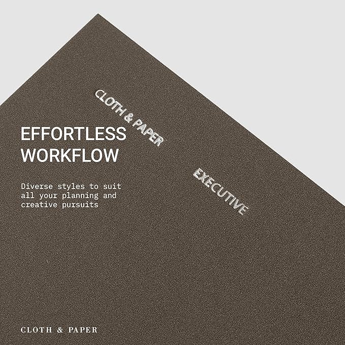 Cloth & Paper Travel Notebook | Executive Notes – Café Noir | Pocket Plus Executive Notebook 3.2" x 6" | Professional Notebook with Date, Day & Subject Layout for Meetings & Work – Soft Touch Cover