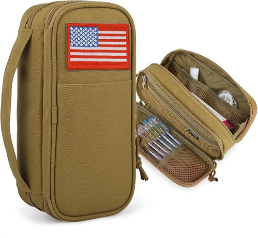 Tactical Pencil Case for Boy,Wide open Pen Pouch Bag with Handle for School | Marker Organizer Case Pen Box, Tool Bag Desk Organizer for School College Office Organizers for Kids Men Women Adult Teens