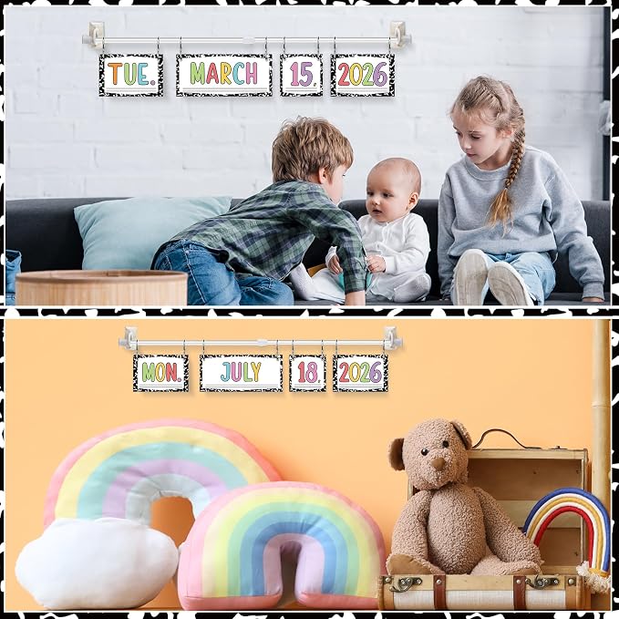 Composition Flip Calendar Bulletin Board Set Composition Flip Calendar for Classroom Decor with Adjustable Holder 2026-2029 Year 54 Date Cards for Preschool Elementary Teacher Supplies Back to School