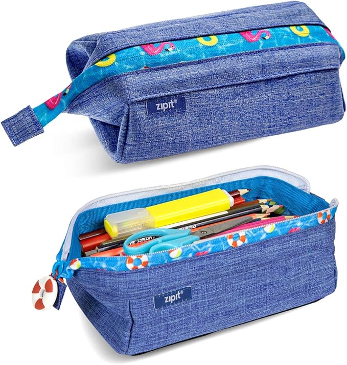 ZIPIT Lenny Pencil Case, Large Capacity Zipper Pouch for School, Stationery Bag for Teen Girls Boys and Adults, Teal