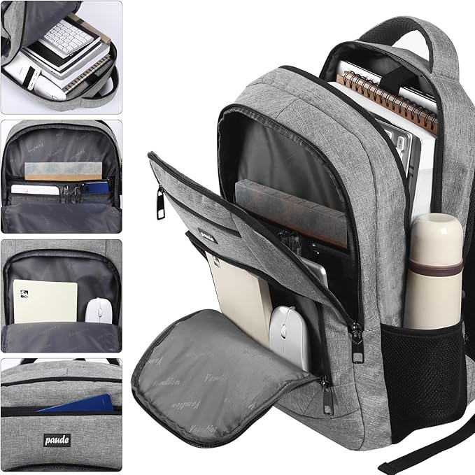 Paude Backpack School,17.3 Inch Travel Laptop Backpack,Bookbag for Teen Boys College Backpack with USB Charging Port,Waterproof