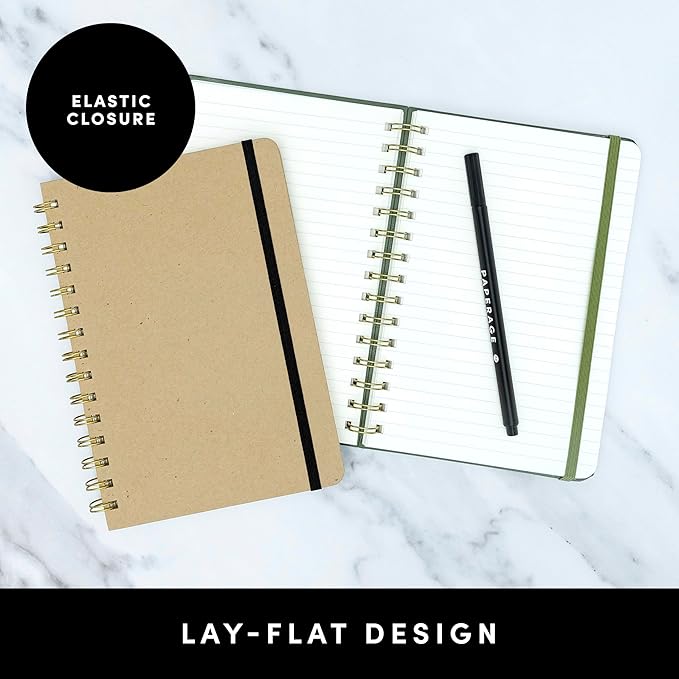 PAPERAGE Lined Spiral Journal Notebook, (Blush), 160 Pages, Hardcover Journal for Women & Men, Medium 5.5 in x 8 in - 100 GSM, Thick Paper, Spiral Notebook for Work, School & Journaling