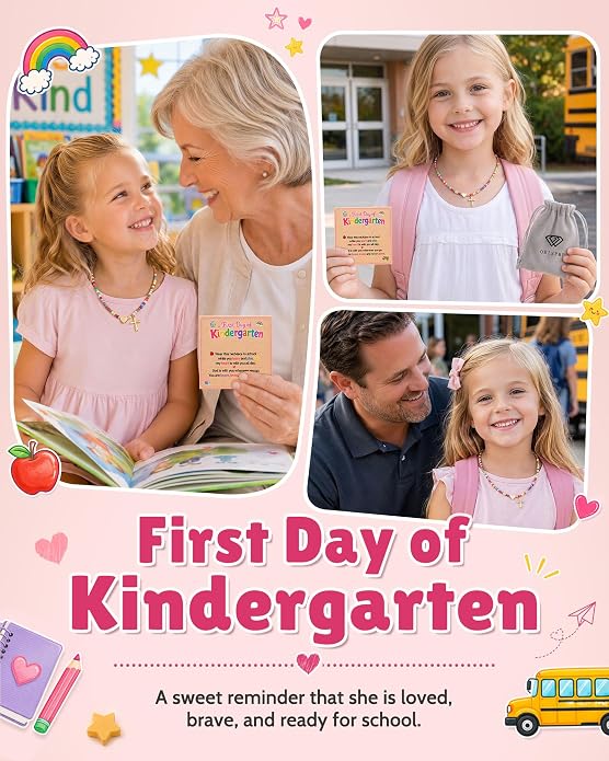 First Day of School Gift for Girls Kindergarten Preschool Necklace