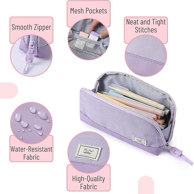 Mr. Pen- Fabric Pencil Case Pouch, Purple, Triangular Shape Pencil Pouch