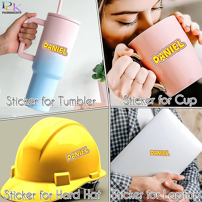 Custom Name Sticker Personalized Color Text Beautiful Glitter Vibe Decal Waterproof Die Cut Vinyl & Transparent DTF Decal for Water Bottle Laptop Car Helmet Gifts for Men Women