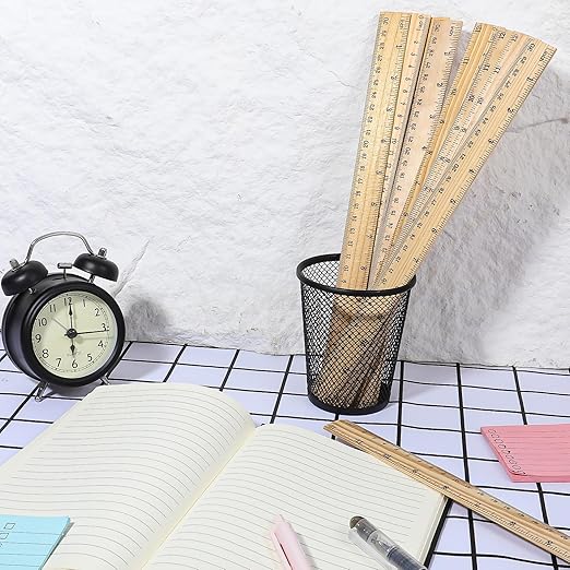 12 PCS Wooden Ruler, 12 Inch Rulers Bulk Wood Mearsuring Ruler 2 Scale Wood Rulers with Cnetimeter and Inches for Office School Home DIY Crafts Projects Supplies