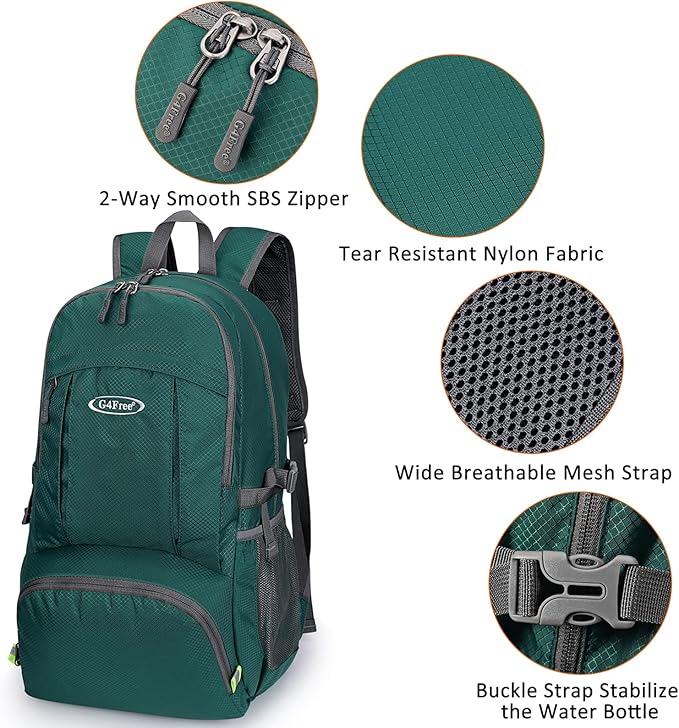 G4Free Lightweight Packable Hiking Backpack, Waterproof Travel Daypack