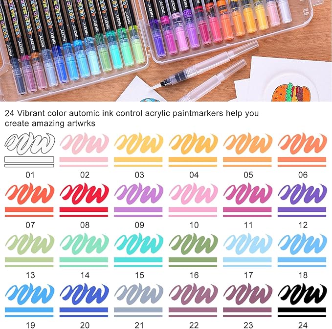 NICETY Magic Foam Texture Painting Kit, 56 Pack 3D Art Set with 24 Acrylic Paint Markers, 28 Puffy Texture Paper, 2 Water Brush Pens, Transparent Storage Box – Aqua Puffs Effect Magic Paint Set