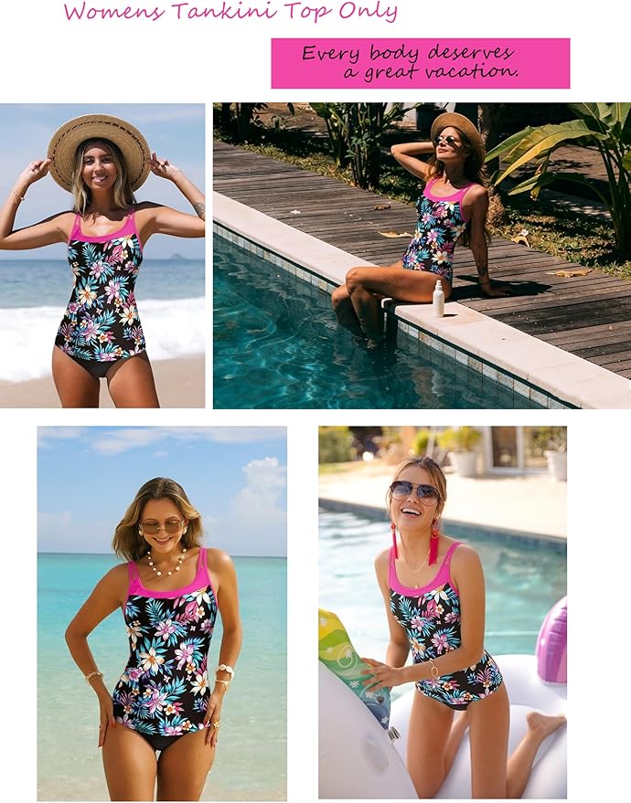 NIeyook Womens Tankini Top Only Slimming Swim Top Modest Tankini Loose Fit Swimsuit Flowy Swimwear No Bottom 2026