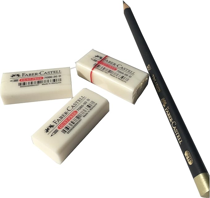 Faber-Castell Pencil Eraser, Extra Soft, Dust Free, Clean Erasing, Excellent, Minimal Crumbling, Pack of 5 (4 x 1.9 x 1.2 cm)