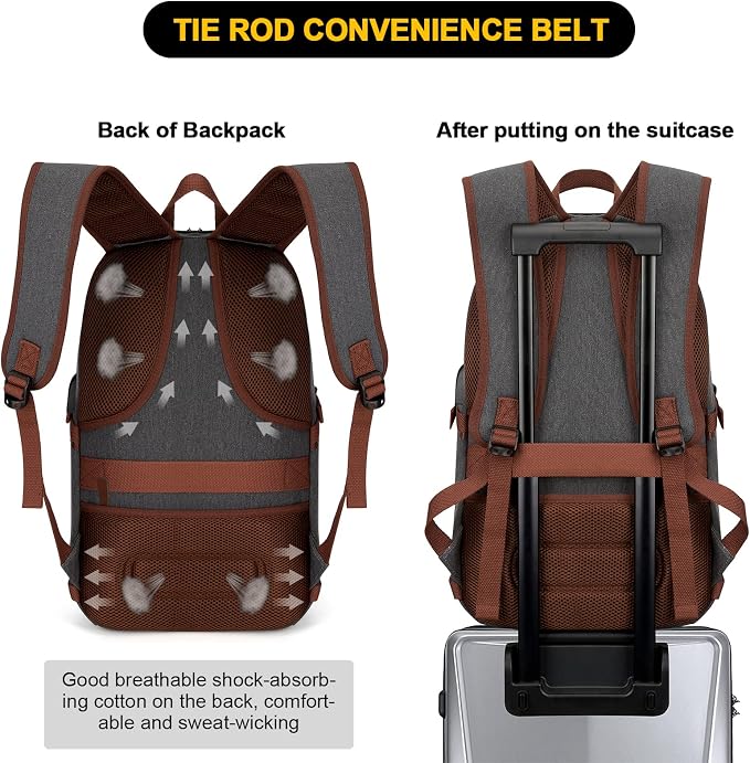 Tzowla Canvas Laptop Backpack-Anti Theft Bag for Men Women,Rucksack Fits 15.6Inch Laptop, Work Travel with Lock