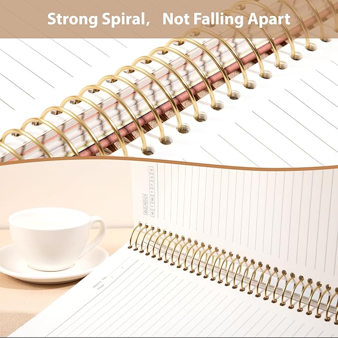 Yoment Hardcover Spiral Notebook 8.5" x 11" Pink 5 Subject Notebook College Ruled with Dividers Tabs 300 Pages Large Leather Spiral Journal Notebooks for Work School Note-Taking Business