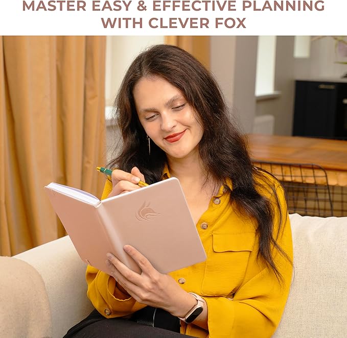 Clever Fox Dated Hourly Weekly Planner 2026 – Daily, Monthly & Yearly Agenda Organizer with Time Slots – Hardcover Journal, A5 Size (Rose Gold)