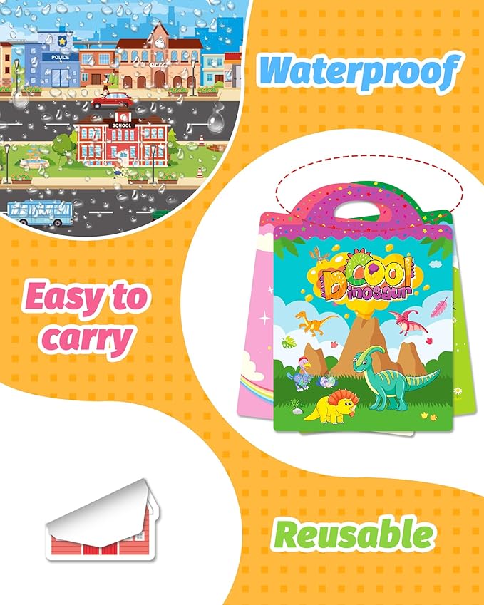 Walenced Reusable Sticker Book for Toddlers, Travel Stickers for Kids, Toddler Craft Activities Toys, Birthday Gifts for Boys & Girls