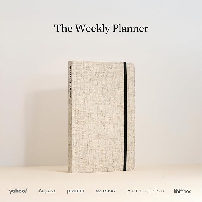 Kunitsa Co. Undated Planner - Hardcover, with Habit Tracker & Goal Setting - Weekly, Full Year (Oat)