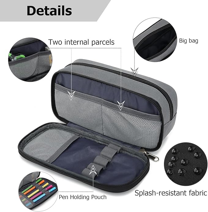 Mountain guest Large Capacity Pencil Case Multi-Slot Pencil Pouch Durable Pencil Box Portable Office Pen Bag with Zipper