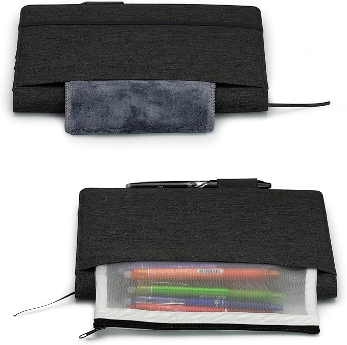 Folio Cover Compatible with Rocketbook Everlast, Wave, Fusion, Panda, A5 Portfolio Organizer with Pen Loop, Business Card Holder, Waterproof Fabric, Ribbon bookmark, Executive Size, Black