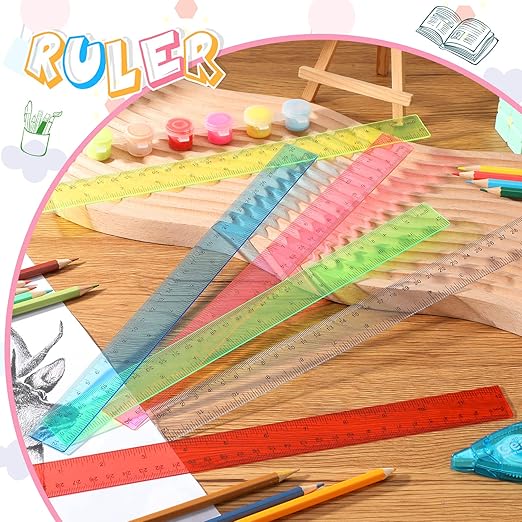 Zonon 30 Pcs Clear Plastic Rulers Bulk 12 Inch Ruler for Classroom, Easy-to-Read with Inches and Metric, First Day of School Gift for Kids, School, Home, Office, Students, Teachers